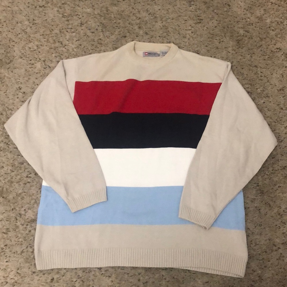 Mens L Vintage 90’s Mecca Crewneck striped sweater